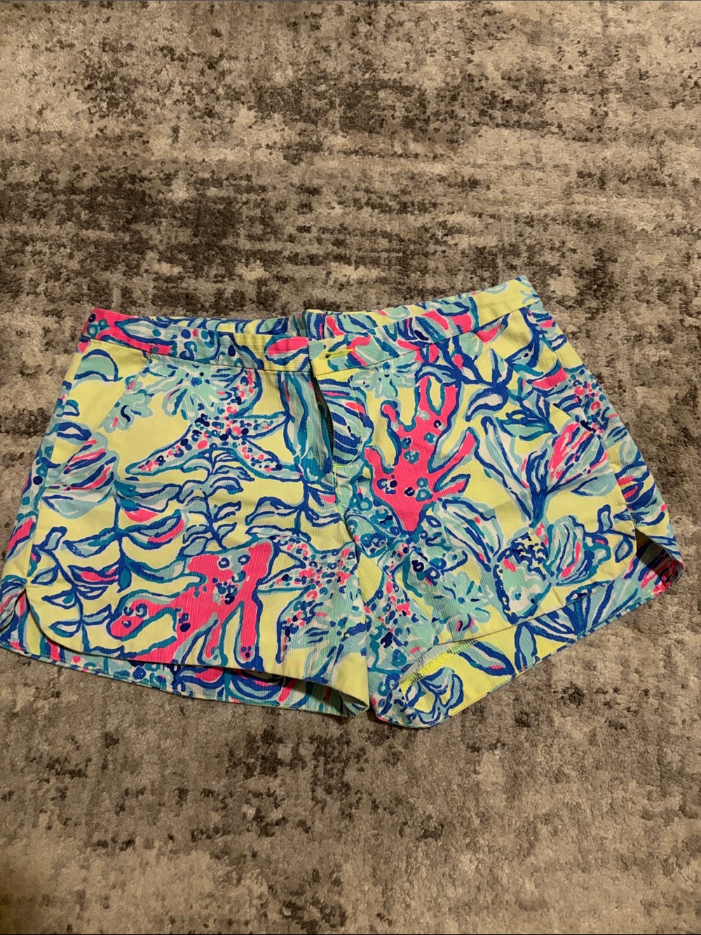 Lilly Pulitzer Coral Reef Print Shorts in Yellow, Pink & Blue